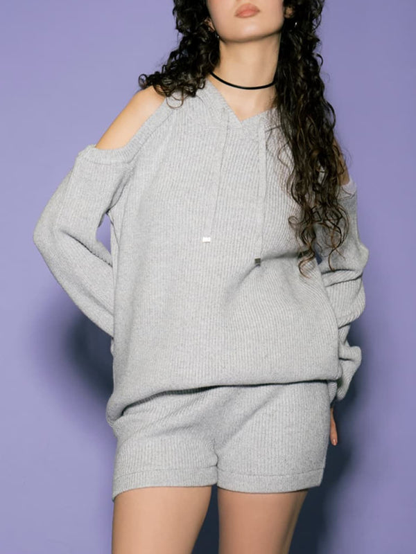 肩あきフード     MIX二ットトップ